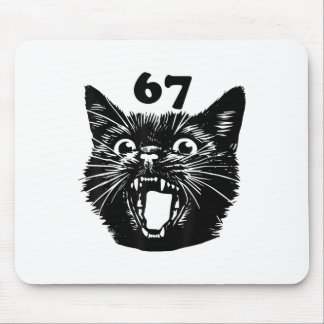 67 ハロウィン 黒猫 ブレインロット ミーム シックス セブン ガール マウスパッド
