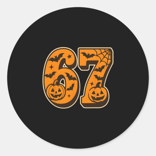 67 ハロウィン Six Seven Brainrot ミーム 少年 楽しい ラウンドシール (正面)