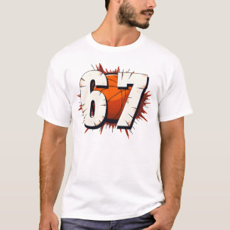 67 バスケットボール シックス セブン おもしろ スポーツ プレーヤー ミーム Tシャツ