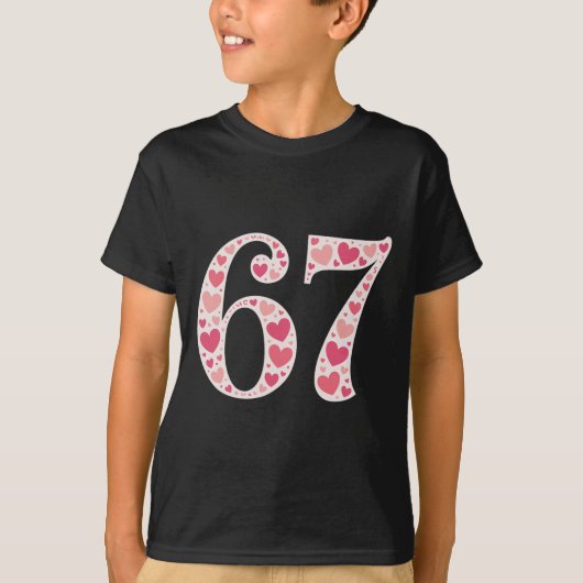 67 バレンタインデー Tシャツ 6 7 メメ 可愛い 67 ハート (正面)