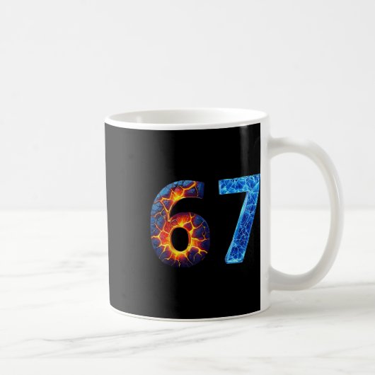 67 ファイア・アイス 番号 楽しい 6 7 ミーム コーヒーマグカップ (右)