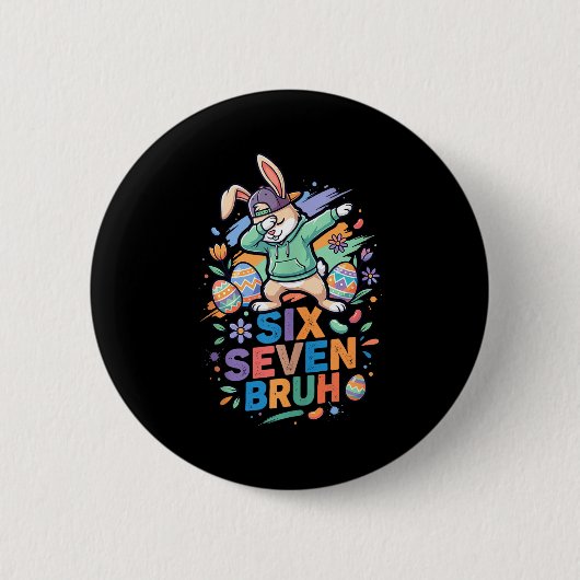 67 ブルーバニー Six Seven ミーム 笑える イースター ダブ 缶バッジ (正面)