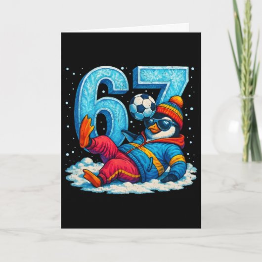 67 ペンギン サッカー 楽しい 冬の メメ ギフト _2 カード (正面)