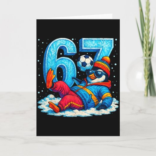 67 ペンギン サッカー 面白い冬のミーム ギフト _1 カード (正面)