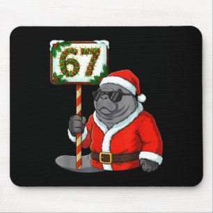 67 マナティー クリスマス シックス セブン ミーム ブレインロット マナティー マウスパッド
