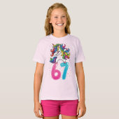 67 ミームユニコーン ガールズ シックス セブン Gen Alpha Tシャツ (正面フル)