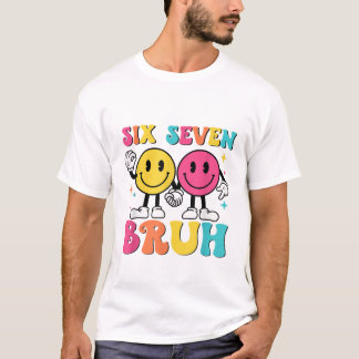 67 ミーム世代 アルファスラング 6 7 ロク ナナ ブルー おもしろい Tシャツ