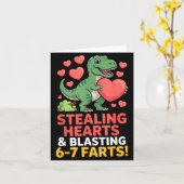 67 ミーム恐竜 ハートを盗む 6-7 おならバレンタイン カード (黄色い花)