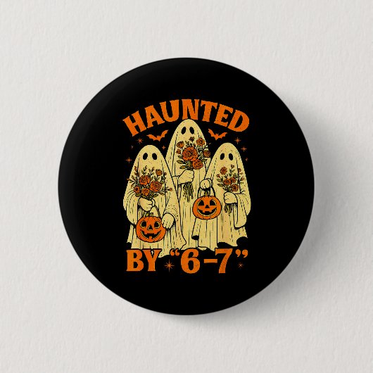 67 ミーム おしゃれ ゴースト ハロウィン 冗談 6 7 世代 缶バッジ (正面)