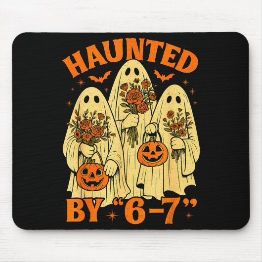 67 ミーム おしゃれ ゴースト ハロウィン 冗談 67世代 マウスパッド (正面)