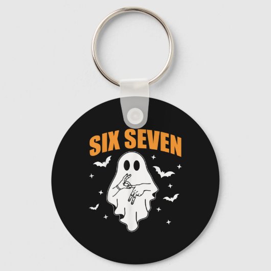 67 ミーム おもしろ ガイスト ハロウィン 幽霊 6 7 六 七 キーホルダー (正面)