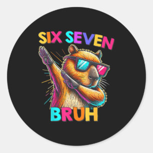 67 ミーム カピバラ Six Seven Bruh カピバラ キッズ 男の子 ラウンドシール