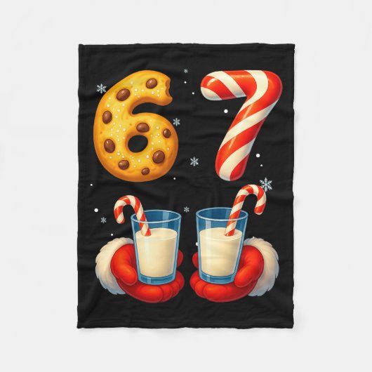 67 ミーム クリスマス クッキー キャンディケーン 楽しい シックス セブン フリースブランケット (正面)