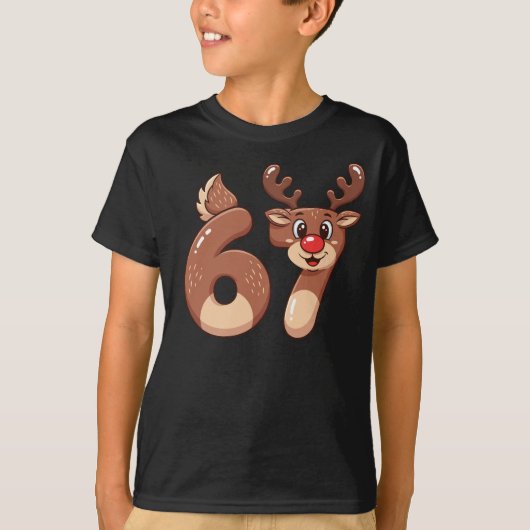 67 ミーム クリスマス トナカイ Tシャツ (正面)