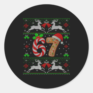 67 ミーム シックス セブン おもしろい クリスマス Xmas セーター ラウンドシール