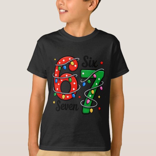67 ミーム シックス セブン おもしろ クリスマスパジャマ 男子 Tシャツ (正面)