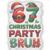 67 ミーム シックス セブン ブルー 笑えるクリスマス 6 7 シール (正面)