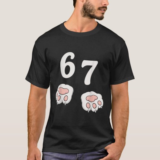 67 ミーム シックス セブン 6 7 シャツ ミーム 笑える 猫 67 (正面)