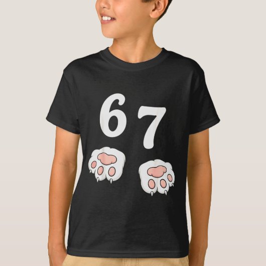67 ミーム シックス セブン 6 7 Tシャツ ミーム 笑える 猫 67 (正面)
