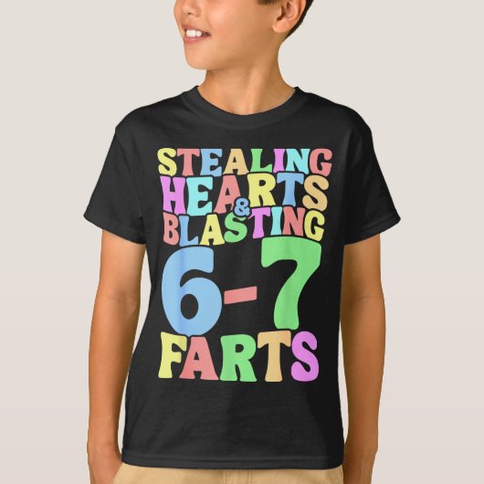 67 ミーム バレンタインデー 数字 6 7 恋愛 盗み Tシャツ (正面)