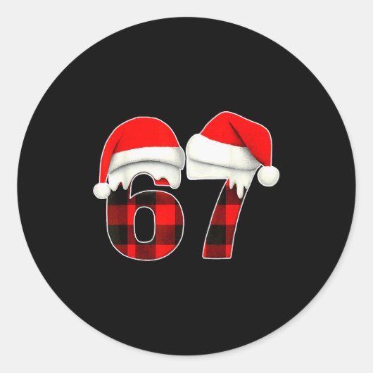 67 ミーム・ブレインロット 面白い クリスマス プライド柄 Xmas パジャマ ラウンドシール (正面)