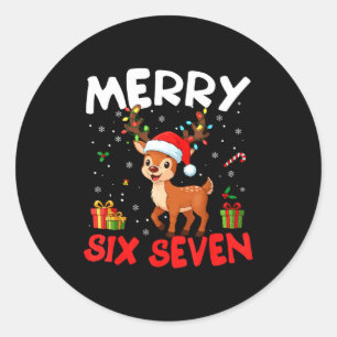 67 ミーム メリー シックス セブン トナカイ 楽しい クリスマス W ラウンドシール