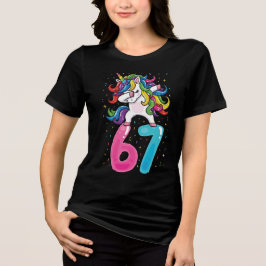 67 ミーム ユニコーン ガールズ シックス セブン Gen Alpha トライブレンドＴシャツ