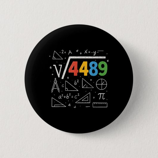67 ミーム 平方根 4489 スラング シックス セブン 数学 湯のみ 缶バッジ (正面)
