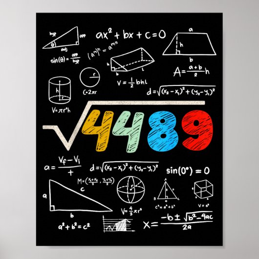 67 ミーム 平方根 4489 計算してね 面白い 誕生日 ポスター (正面)