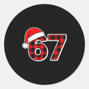 67 ミーム 楽しい クリスマス レッド プラッド Xmas パジャマ スラング ラウンドシール