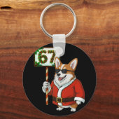 67 ミーム 面白い 6 7 クリスマス コーギー 犬 愛好家 キーホルダー (正面)