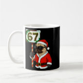 67 ミーム 面白い 6 7 クリスマス パグ 犬 愛好家  コーヒーマグカップ (左)