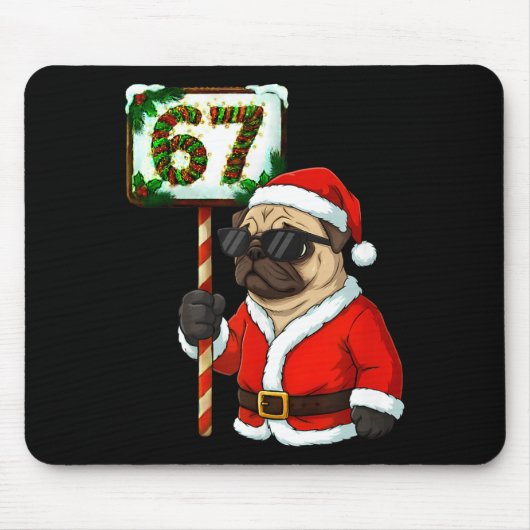 67 ミーム 面白い 6 7 クリスマス パグ 犬 愛好家  マウスパッド (正面)