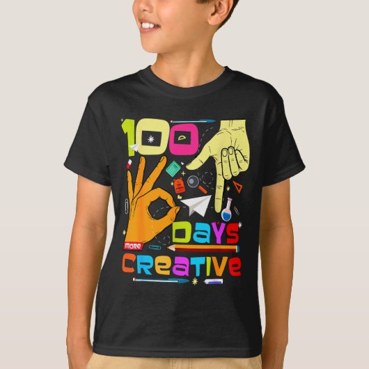 67 ミーム 100 日目の学校 クリエイティブ キッズ 先生 Tシャツ (正面)