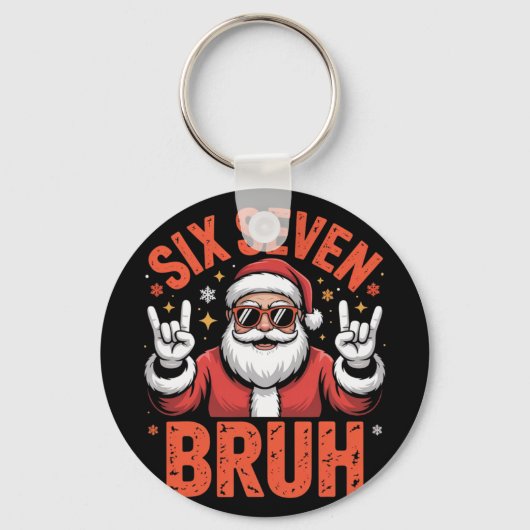 67 ミーム 6 7 笑える サンタ クリスマス シックス セブン Bruh キーホルダー (正面)
