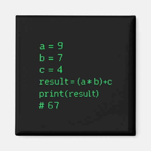 67 ミーム Python コード結果 ギーク ユーモア シックス セブン プログラマー マグネット (正面)