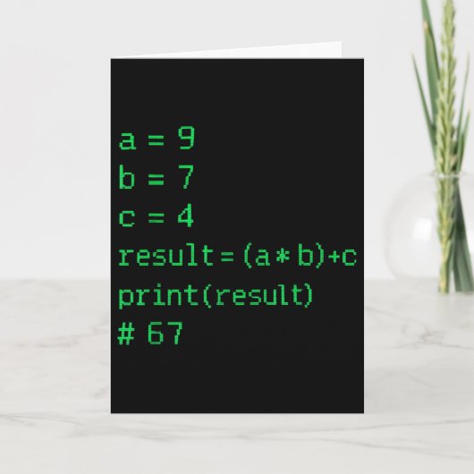 67 ミーム Python コード 結果 ギーク ユーモア 六 七 プ カード (正面)