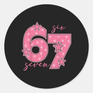 67 ミーム Six Seven 流行語 かわいい ピンク 6 7 ギ ラウンドシール