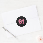 67 ミーム Six Seven 流行語 かわいい ピンク 6 7 ギ ラウンドシール (封筒)