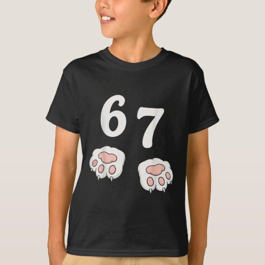 67 ミーム Six Seven 6 7 Tシャツ ミーム ねこ 67 (正面)