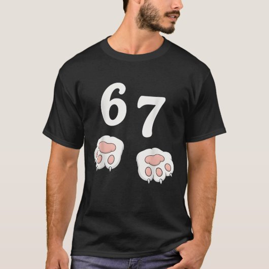 67 ミーム Six Seven 6 7 Tシャツ ミーム 笑える 猫 67 (正面)