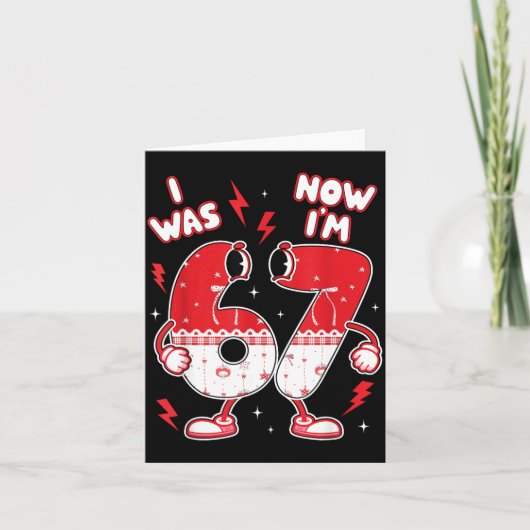 67 メム シックス セブン 子供用 男の子 バレンタイン 私は6歳  カード (正面)