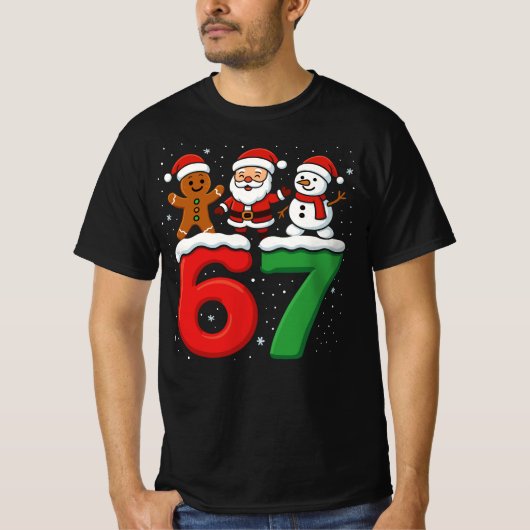 67 メメクリスマス サンタ 雪だるま ホリデー Tシャツ (正面)
