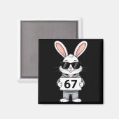 67 メメ おもしろい 数字 兎 ウサギ シングルス E マグネット (正面/裏面)