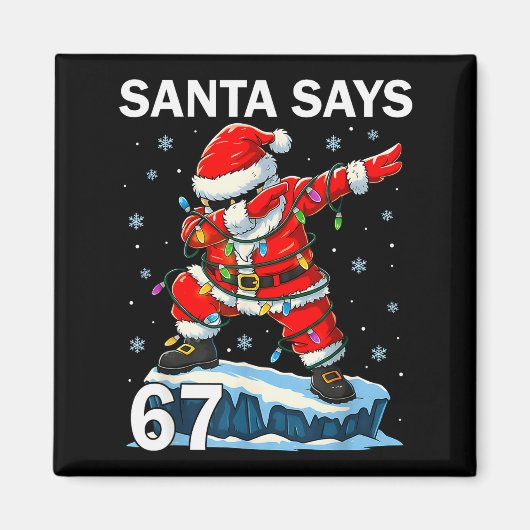 67 メメ おもしろい 6 7 クリスマス 6-7 メメ サンタ 6 マグネット (正面)