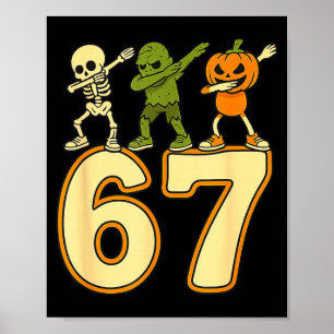 67 メメ おもしろ ハロウィン ナンバー 6 7 メンズ レディース ポスター