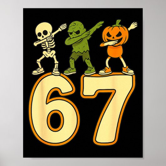 67 メメ おもしろ ハロウィン ナンバー 6 7 メンズ レディース ポスター (正面)