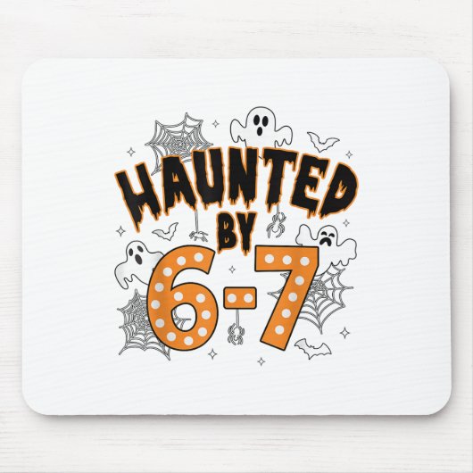 67 メメ ハロウィン おばけ - 笑える幽霊とカボチャ マウスパッド (正面)