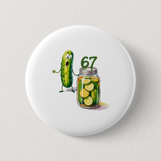 67 メメ ピクルス サプライズ スライスきゅうり瓶入り 缶バッジ (正面)