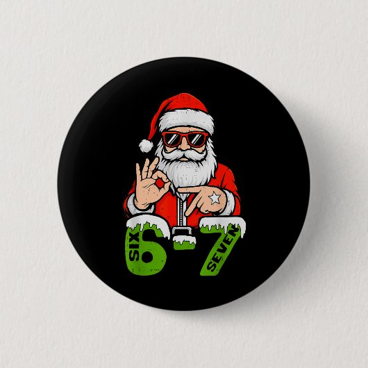 67 メメ 六 七 サンタ クリスマス おもしろ Gen Z アルファ 缶バッジ (正面)